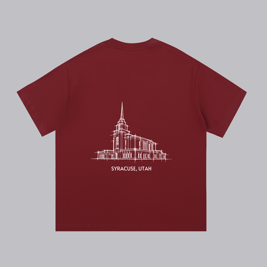 Syracuse Temple back print flat lay - Maroon