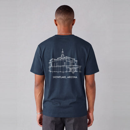 Snowflake Temple back print on model - Navy Blue