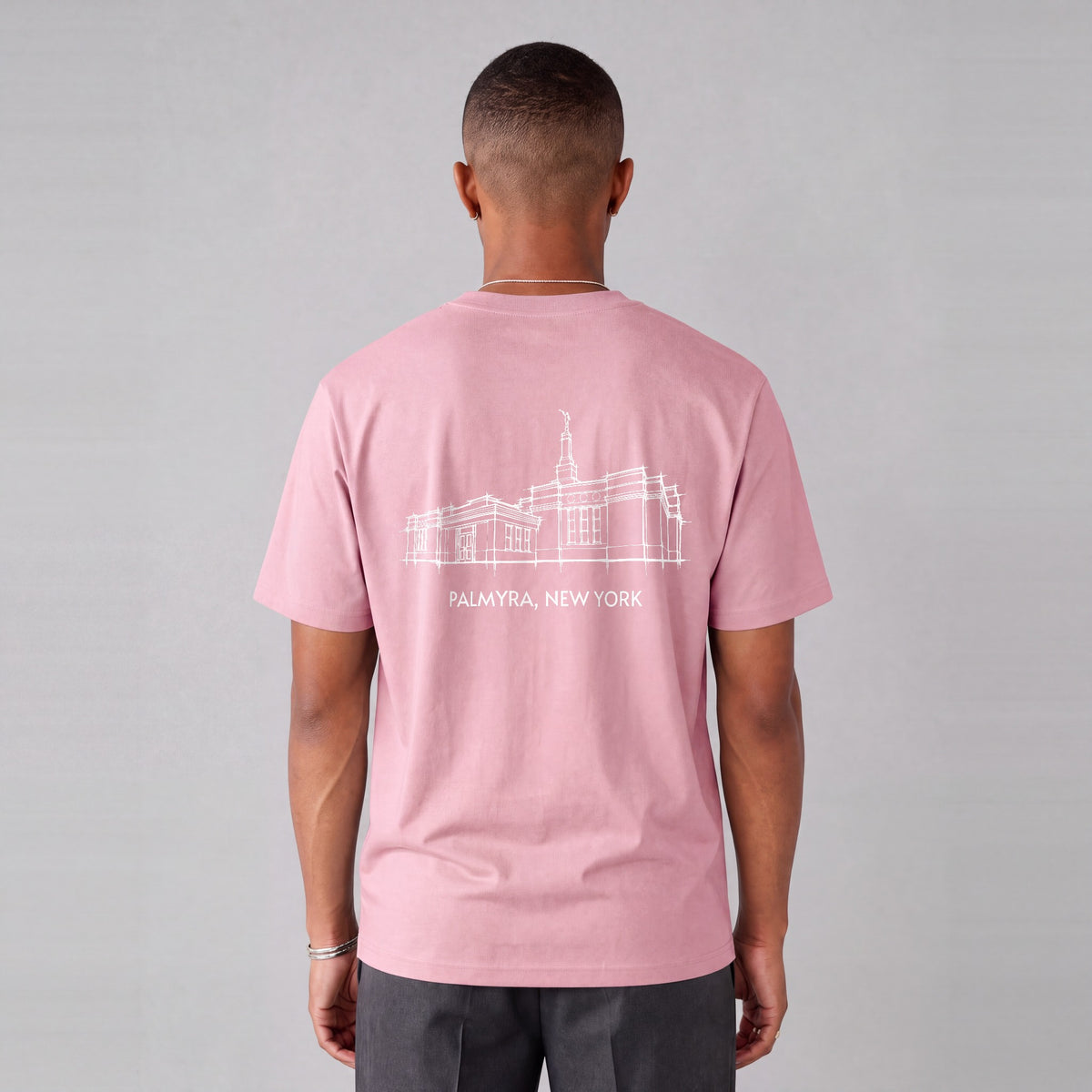 Palmyra Temple back print on model - Pink
