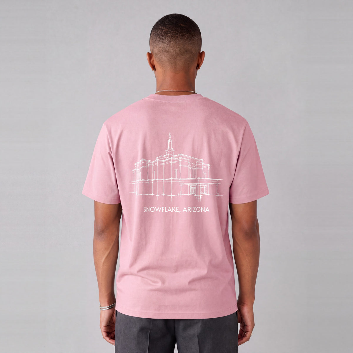 Snowflake Temple back print on model - Pink