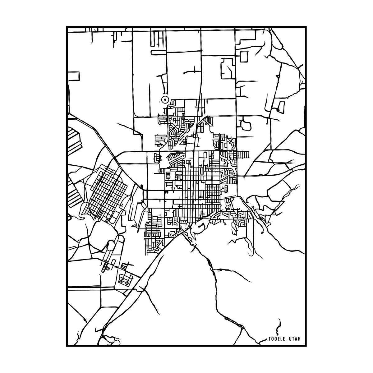 City map art close-up - Tooele