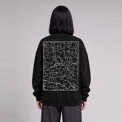 Colesville map sweatshirt, back print on model - Black