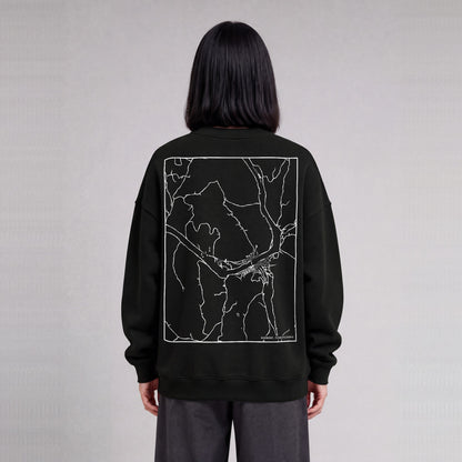 Harmony map sweatshirt, back print on model - Black