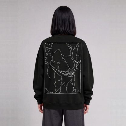 Harmony map sweatshirt, back print on model - Black