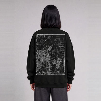 Independence map sweatshirt, back print on model - Black