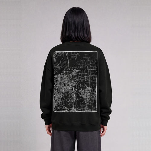 Independence map sweatshirt, back print on model - Black