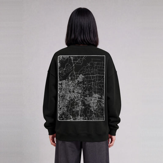 Independence map sweatshirt, back print on model - Black