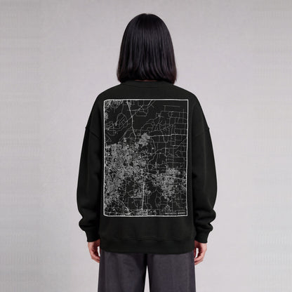 Independence map sweatshirt, back print on model - Black