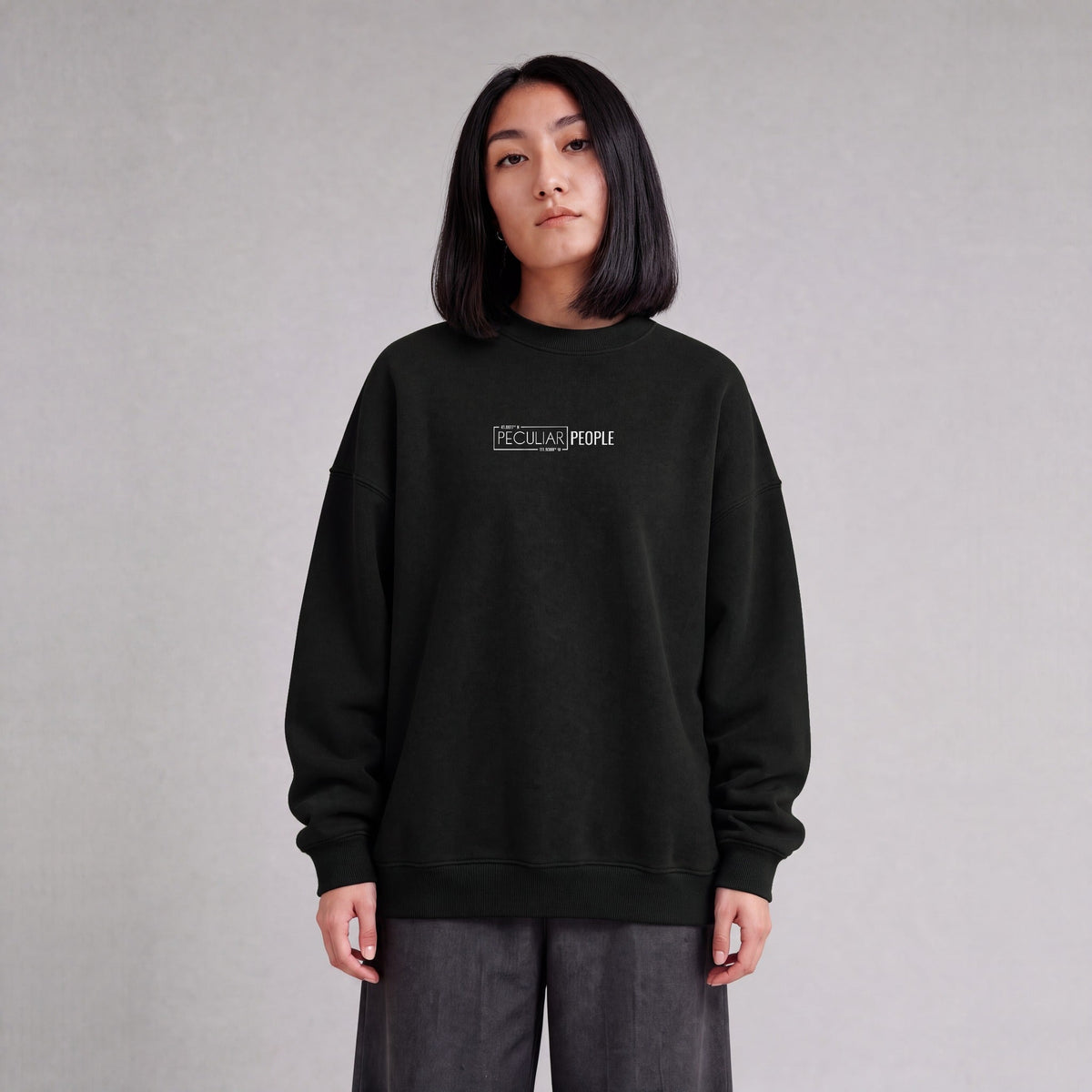 Layton map sweatshirt, front logo on model - Black