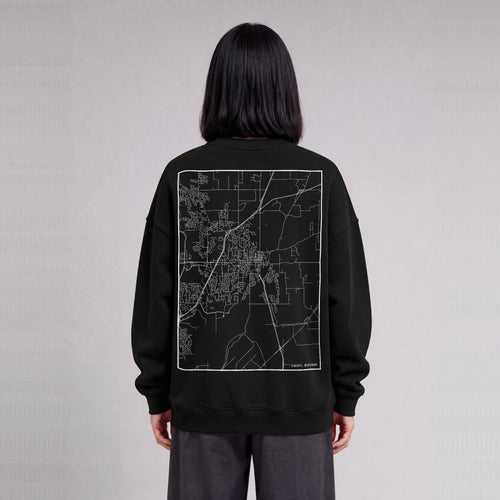 Liberty map sweatshirt, back print on model - Black