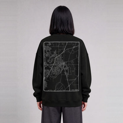 Liberty map sweatshirt, back print on model - Black