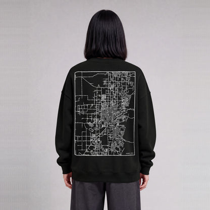 Logan map sweatshirt, back print on model - Black