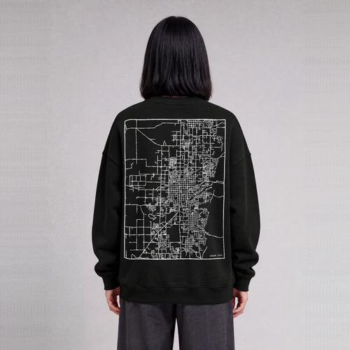 Logan map sweatshirt, back print on model - Black
