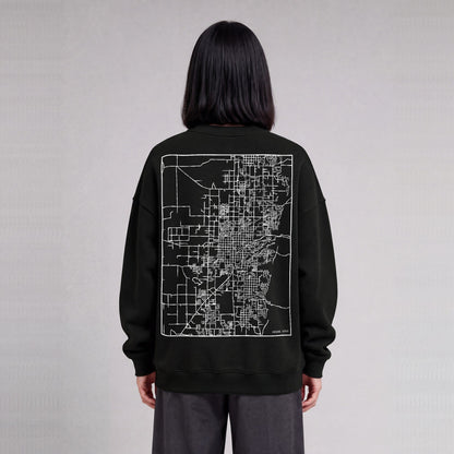 Logan map sweatshirt, back print on model - Black