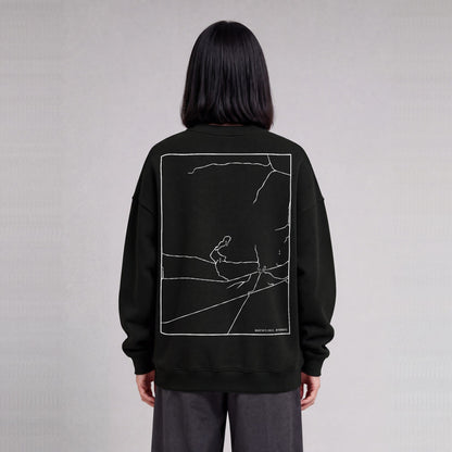 Martin's Cove map sweatshirt, back print on model - Black