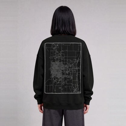 Quincy map sweatshirt, back print on model - Black
