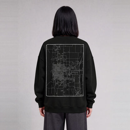 Quincy map sweatshirt, back print on model - Black