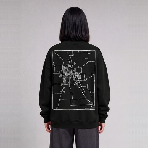 Richmond map sweatshirt, back print on model - Black