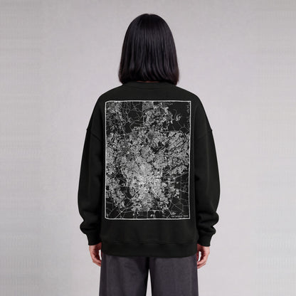 San Antonio map sweatshirt, back print on model - Black
