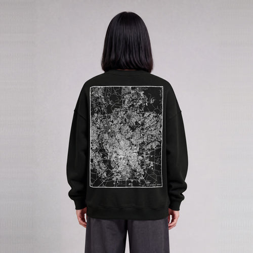 San Antonio map sweatshirt, back print on model - Black