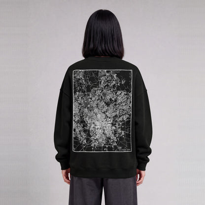 San Antonio map sweatshirt, back print on model - Black