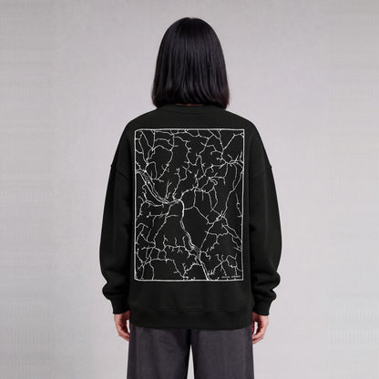 Sharon map sweatshirt, back print on model - Black