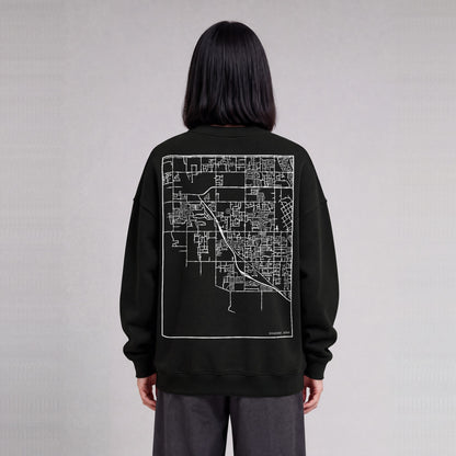 Syracuse map sweatshirt, back print on model - Black