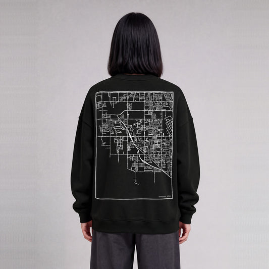 Syracuse map sweatshirt, back print on model - Black