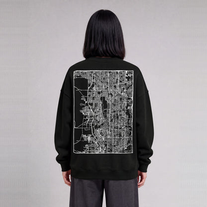 West Jordan map sweatshirt, back print on model - Black