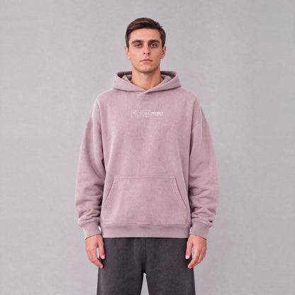 Heber City map hoodie, front logo on model - Mauve