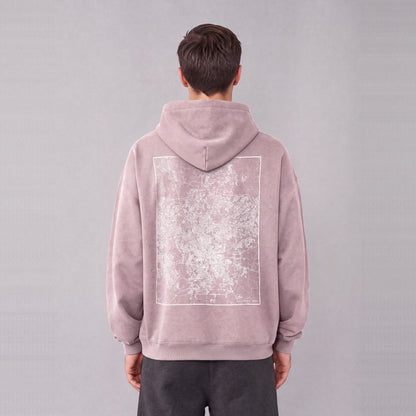 San Antonio map hoodie, back print on model - Mauve