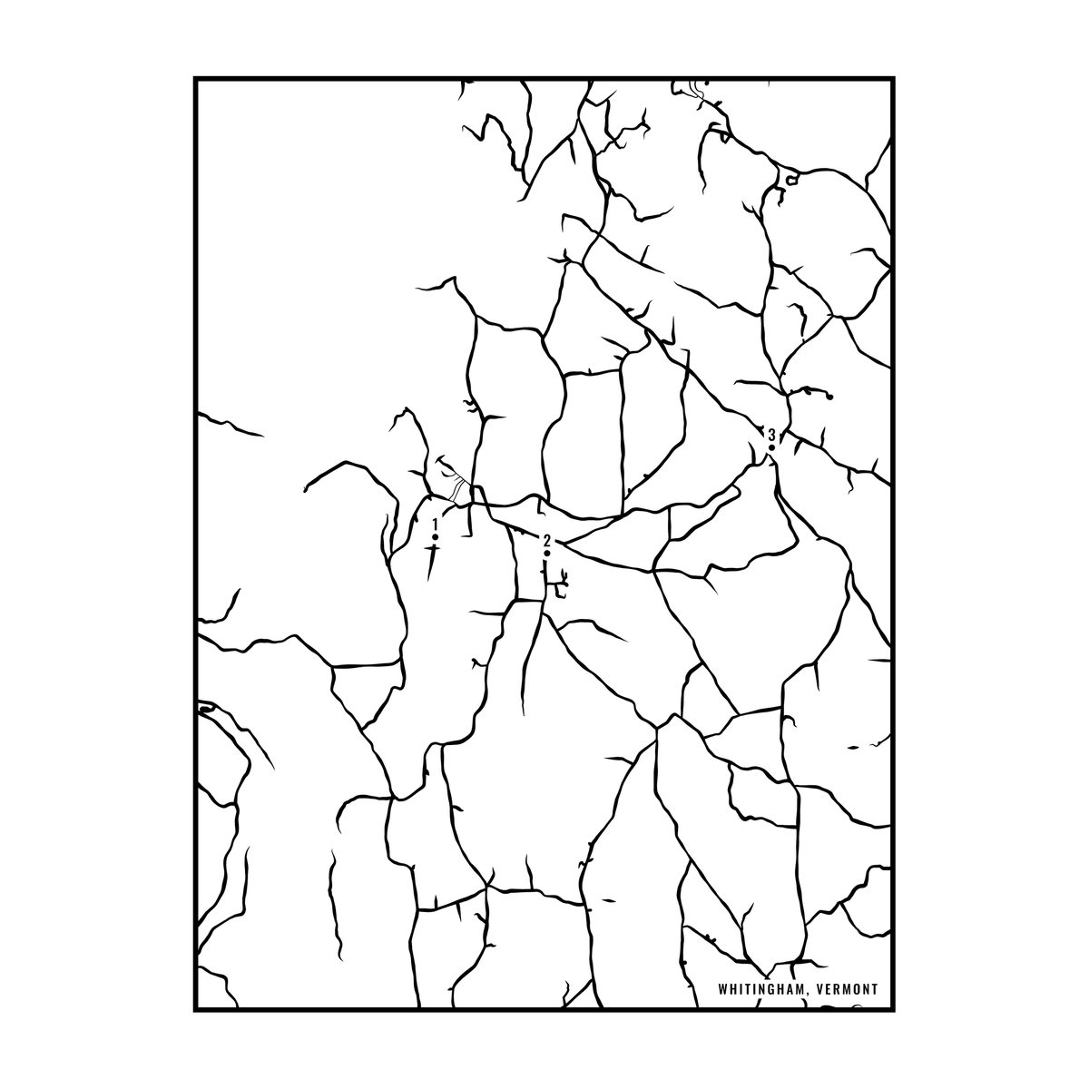 City map art close-up - Whitingham
