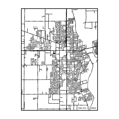 City map art close-up - Yuba City